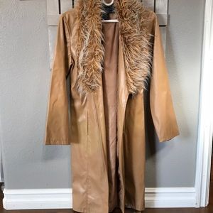 Faux fur and pleather Trench